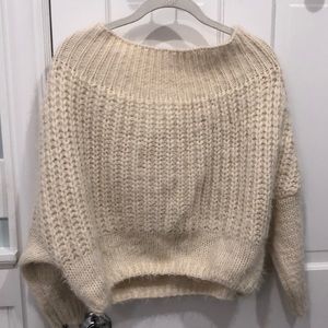 Cream knit off the shoulder sweater